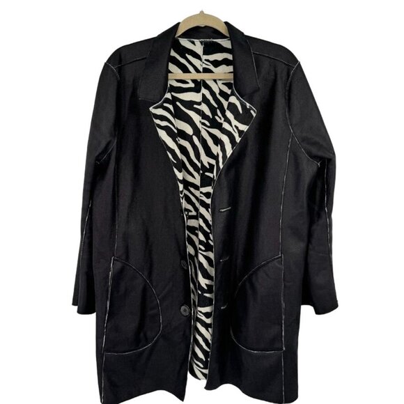 John Mark Reversible Zebra Print Black Jacket Size XL faux fur leather womens - Picture 4 of 16
